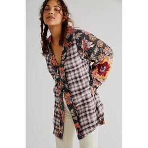 Free People We the Free Coast to Coast Top Oversized Button Up Sz XS